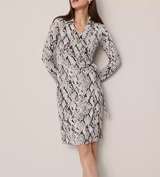 Snake Print Wrap Midi Dress